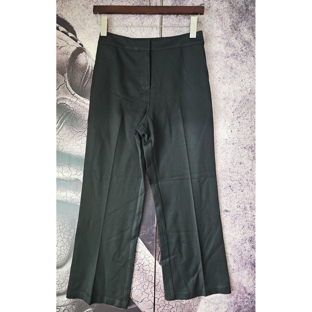 ST JOHN COLLECTION Black Wool Blend Flat Front High Waisted‎ Ankle Pant Size 4